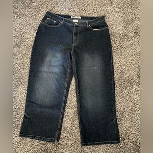 Vintage Faded Glory 14 Jeans Capri Dark Blue Stretch Denim Capris